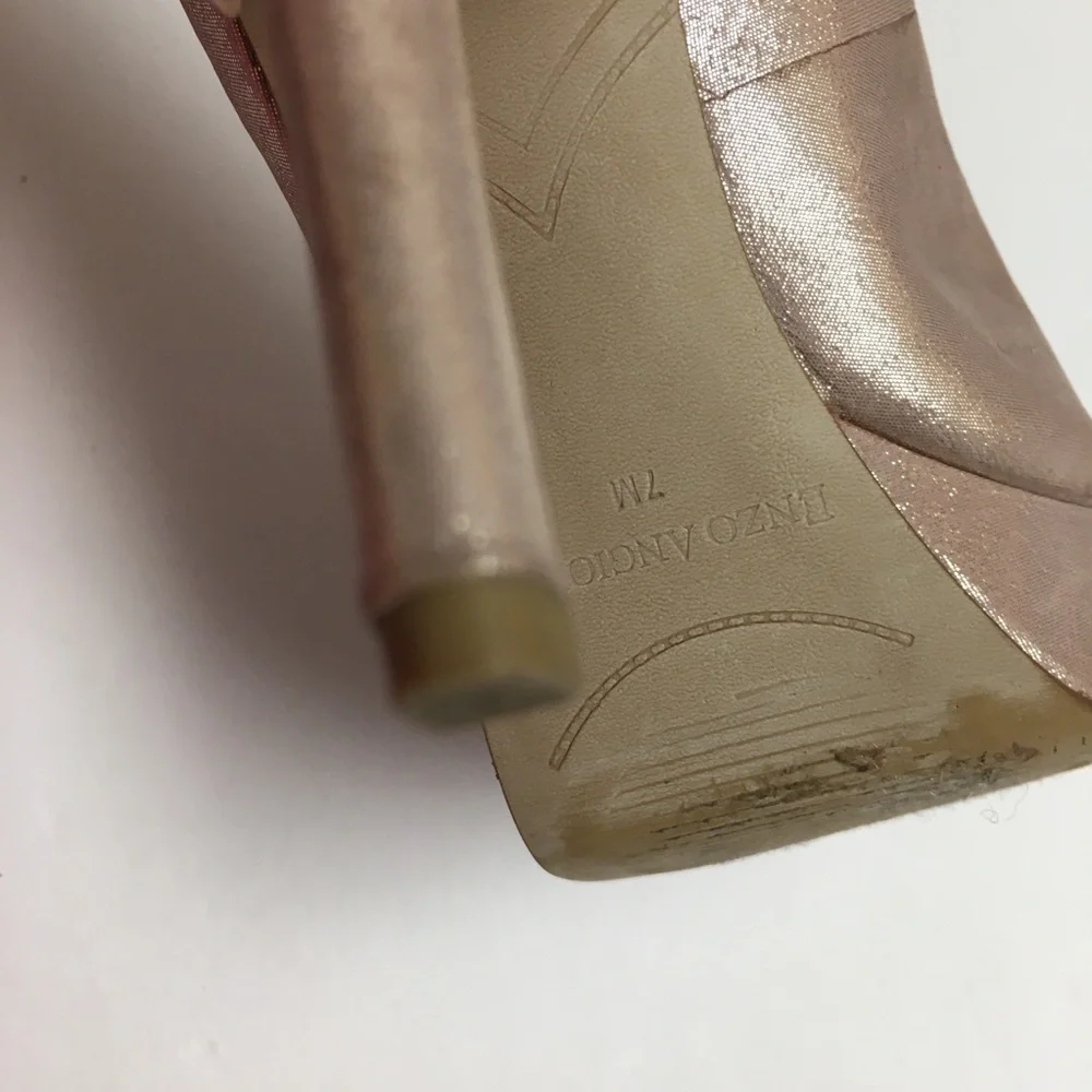Enzo Angiolini leather Pink Champagne Platform Heels Size 7 Shimmer